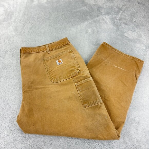 Vintage Carhartt Men's Sz 45x27 B01-BRN Double Knee Carpenter Pants Made in USA - Picture 1 of 14